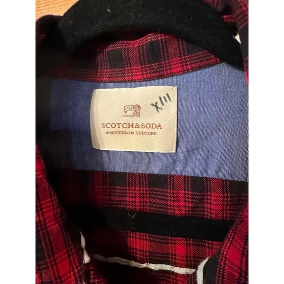 Scotch Soda Men's Red Black Plaid Long Sleeve Button Up Shirt Size XL - Picture 4 of 10